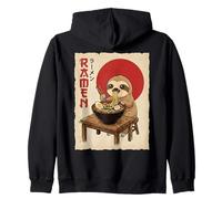 Sloth Eating Ramen Japanese Noodles Zip Hoodie