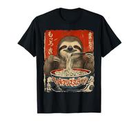 Sloth Eating Ramen Noodles Ukiyo-e Cute T-Shirt