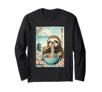Sloth Eating Ramen Vintage Japanese Style Anime Aesthetic Long Sleeve T-Shirt