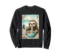 Sloth Eating Ramen Vintage Japanese Style Anime Aesthetic Sweatshirt