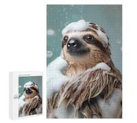 Sloth Enjoying A Bubbly Bath, 1000 PCS Decorative Wooden Puzzle, Mindful Gift for Adults; for Couples, Friends And Family