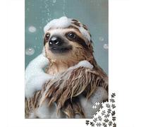 Sloth Enjoying A Bubbly Bath 1000-Piece Puzzle for Adults, 38x26cm/1000pcs, for Quiet Downtime Without A Screen; White Cardboard for Cleaner Sorting