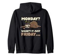 Sloth Exhausted Energy Work W urnout Friday Mood Monday Zip Hoodie