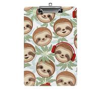 Sloth Faces A4 Size Clipboard Funny Aesthetic Working Studying Letter Standard Clip Board 12.5×8.5 in Hardboard for School Classroom Kids Writing Drawing