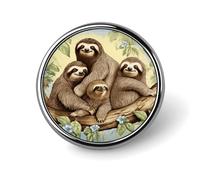 Sloth Family Badge Holder Exquisite Round Badge with Picture Pin DIY Button Badges Personalized Metal Button Pin Fashion Brooch Crafts Gifts Clothes Decorative Pins