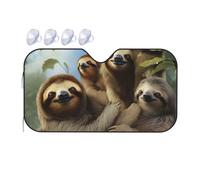 Sloth Family Car Windshield Sun Shade Foldable Car Front Window Sunshade for Sun, Heat and UV Rays, Auto Sun Blocker Visor Protector for Cars, SUVs Medium
