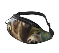 Sloth Family Fanny Pack for Men Women, Waterproof Sports Waist Bag Fashion Belt Bag Crossbody Bags Hip Bum Bag with Adjustable Strap Large Sling Bag Purse for Travel Hiking