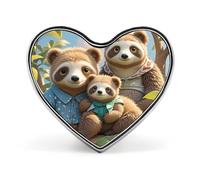 Sloth Family Heart Brooch Pin Sea Otters Painting for Backpacks Or Lapels Valentine Pin Anniversary