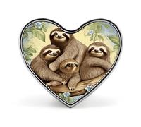 Sloth Family Lapel Pin Cute Custom Button Pin Personalized Heart Brooch Aluminum Alloy Brooch Pins Fashion Exquisite Badge Pins for Hat Bag Suit Tie Wedding Accessories