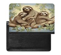 Sloth Family Passport Holder PU Leather Slim Passport Cover with Card Slots Travel Document Holder Cover