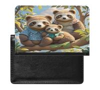 Sloth Family Passport Holder with Card Slots Portable Passport Cover Compact Waterproof Passports Protector