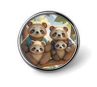 Sloth Family Round Badge Personalized Metal Lapel Pin Badges Fit Clothing Bags Hat Humorous Printed Brooch Badge Party Decorations Accessories for Men Women