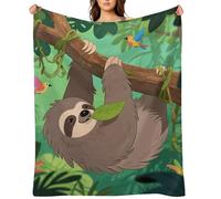 Sloth Flannel Fleece Throw Blanket Soft Cozy Throws for Couch Sofa Bed Farmhouse Blanket Comfort Decorative Travel Blankets Lightweight All Season 60"x80"