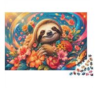 Sloth Flower Nature 1000pcs Mini Puzzle For Adults Challenging | 38x26cm Cardboard Living Room Decor Durable Structure Friend Gift Stress Relief