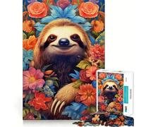 Sloth Flower Portrait 1000 Piece Jigsaw Puzzles for Adults Pure Logic Toy Soothing Fun Sharp Cut Amazing Present 38x26cm