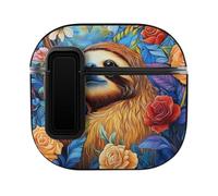 Sloth Flowers Bluetooth Headphone Case Earphone Protective Cover with Magnets Lock Compatible with Airpods 4