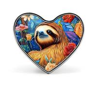 Sloth Flowers Heart Badge Funny Lapel Pins Personalized Button Brooch Pin for Clothing Bag Accessories
