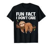 Sloth Funny Fun Fact I Don't Care Lazy Humor Quote T-Shirt