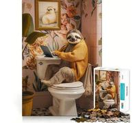 Sloth Funny Toilet Laptop Jigsaw Puzzles 1000 Pieces for Teenagers Memory Upgrade Relaxing Fun Sharp Cut Art Collection Piece 50x75cm