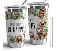 Sloth Gift Sloth Lovers 20oz Stainless Steel Vacuum Insulated Tumbler with Lid and Straw Animal Lovers Gifts Don’t Hurry Be Happy Travel Tumbler Sloths Gifts for Women Girls (Don’t Hurry Be Happy)