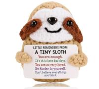 Sloth Gifts, Emotional Support Crochet Affirmation Funny Plush Gift, Positive Crochet Animals, Handmade Knitted Sloth for Women, Desk Decor, Unique Gift for Birthday Graduation, Christmas and New Year