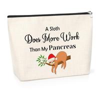 Sloth Gifts for Women Girls Funny Animal Sloth Makeup Bag Funny Sloth Themed Gifts Lovely Sloth Print Gift Christmas Birthday Presents for Sloth Lovers Sloth Print Travel Makeup Pouch