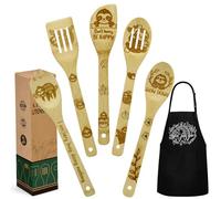 Sloth Gifts for Women, Kitchen Cooking Utensils Set include Unique Bamboo Cooking Spoons Apron, Personalized Christmas Mother's Day Housewarming Gift Idea for Mom