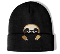 Sloth Gifts Sloth Hat Beanie for Women Girls Men Animal Lover Funny Things for Women Christmas Daughter Sister Gifts Sloth Theme Accessories Decor Stuff Black