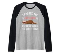Sloth Graduation Diploma Passed Go to Sleep Now Funny Raglan Baseball Tee