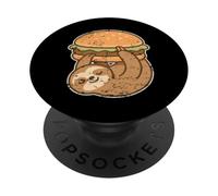 Sloth Hanging On Burger Cartoon PopSockets Adhesive PopGrip