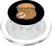 Sloth Hanging On Burger Cartoon PopSockets PopGrip for MagSafe