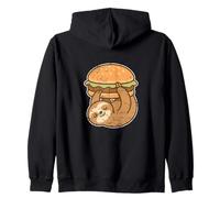 Sloth Hanging On Burger Cartoon Zip Hoodie