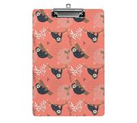 Sloth Hanging on The Tree Red A4 Size Clipboard Funny Aesthetic Working Studying Letter Standard Clip Board 12.5×8.5 in Hardboard for School Classroom Kids Writing Drawing