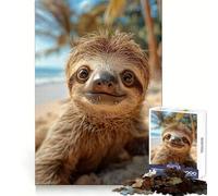 Sloth Happy at The Beach 1000 Piece Jigsaw Puzzles for Adults Pure Logic Toy Soothing Fun Sharp Cut Amazing Present 38x52cm