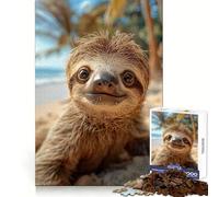Sloth Happy at The Beach 1000 Pieces Jigsaws Adults Puzzles Gifts Reason Skill Toy Stress Release Exact Cut Santa Wish List 50x75cm