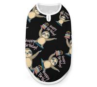Sloth Happy Birthday Cake Print Pet Clothes T Shirt Pets Clothing Vests Tee Tops Dogs Costume Coat For Dog Cat M