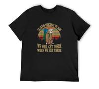 Sloth Hiking Team We Will Get There When We Get There T-Shirt Mens Unisex Black Tees 3XL
