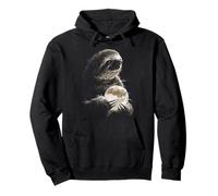 Sloth Holding Full Moon Moonlight Aesthetic Animal Art Pullover Hoodie