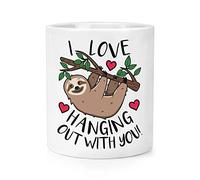 Sloth I Love Hanging Out With You Makeup Brush Pencil Pot