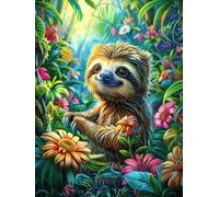Sloth in A Magical Flower Garden 1000 Piece Premium Jigsaw Puzzle Scenery Science Fiction Adult Jigsaws Brain Training Hobby Home Decor Winter Gift Unique Shaped Creativity & Gift Giving 1000 PCS