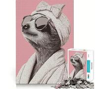 Sloth in Bathrobe 1000 Piece Jigsaw Puzzles for Adults Teenagers Memory Upgrade Light Relax Sharp Cut Lovely Gift 38x26cm