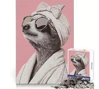 Sloth in Bathrobe for Adults 1000 Piece Jigsaw Puzzle Mind Puzzle Relaxing Fun Image Assembly Warm Surprise 50x75cm