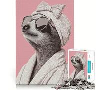Sloth in Bathrobe Jigsaw Puzzles for Adults1000 Piece Sharp Logic Toy Together Fun Tight Cut Memorable Gift 38x52cm
