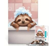 Sloth in Bathtub with Bubbles Hard Jigsaw Puzzle for Adults 1000 Pieces Logic Toy Family Bond Precision Cut Warm Surprise 50x75cm