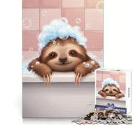 Sloth in Bathtub with Bubbles Teenagers 1000 Piece Jigsaw Puzzle Enhance Recall Soothing Play Neat Edge Santa Wish Item 38x52cm