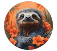 Sloth in Flowers Jigsaw Puzzles Tropical Animal Art Style Challenge Toy Educational Games Home Decoration for Adults& Teenager Age 14 Years Up 1000pcs (67.5x67.5cm)