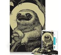 Sloth in Moonlight Jigsaw Puzzles 1000 Piece for Teenagers Wise Think Toy Peaceful Fun Tight Cut 38x26cm