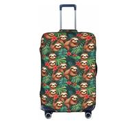 Sloth in Red Tropical Jungle Print Decorative Travel Luggage Cover Concealed Zipper Suitcases Anti Scratch Dustproof
