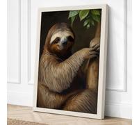 Sloth in Repose Boho Canvas Wall Art Print 24x16 Inch (61 x 41 cm)