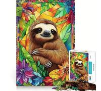 Sloth in Stained Glass Jigsaw Puzzles for Teenagers 1000 Piece Smart Toy Leisure Time Accurate Cut Seasonal Gift 50x75cm